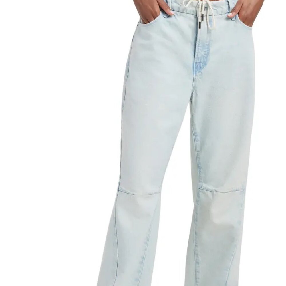 GOOD AMERICAN Good '90s Straight Leg Drawstring Jeans in Indigo